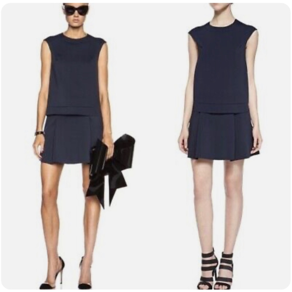 J Brand Navy Blue Mini Skater A-Line Pleated Skirt Size Medium